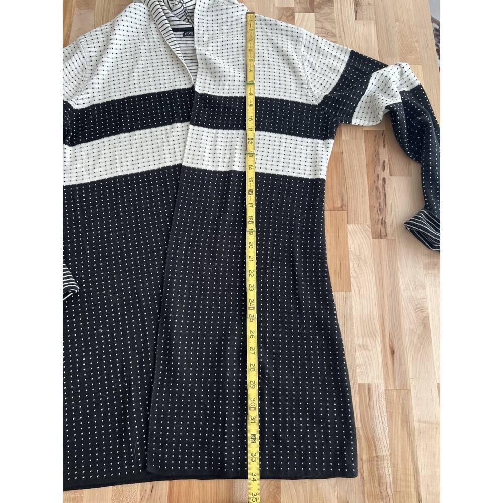 Bylyse Hooded Open Front Cardigan Cream & Black Striped Polka Dot Blouse XL - Picture 10 of 10